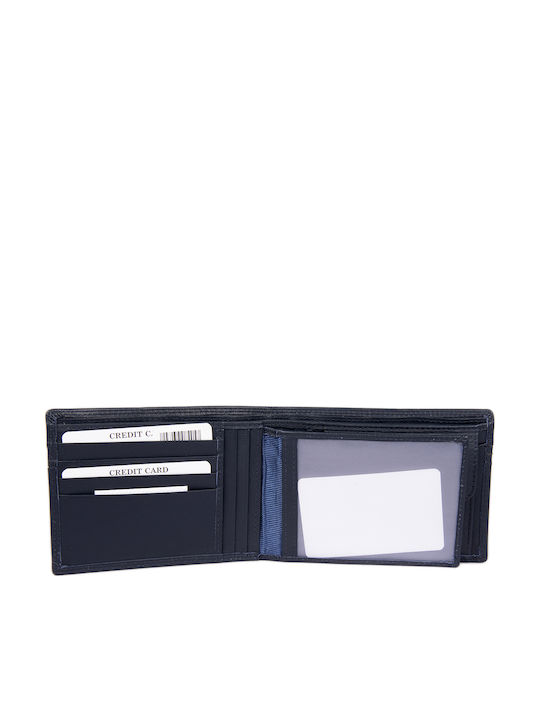 Leather Men's Wallet Cards with RFID Blue