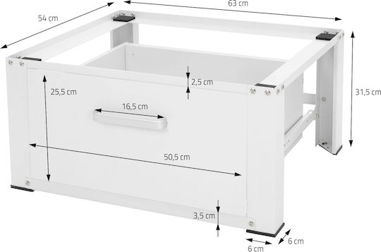 ML-Design 490007342 Βάση Πλυντηρίου από Μέταλλο με Συρτάρι 63x54εκ.