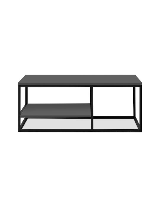 Rechteckiger Zentral Kaffeetisch Kane Holz Anthrazit M106xL50xH42cm