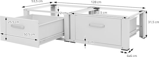 ML-Design 490009414 Монтиране За Пералня/Сушилня от Метал с Чекмедже 2бр