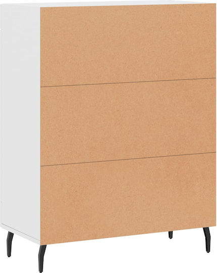 Living Room Display Cabinet Made of Particle Board with Windowed White 69.5x34x90cm