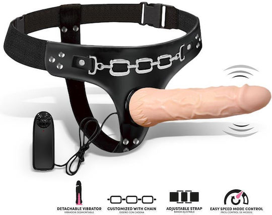 LateToBed Harnașament cu Dildo 19cm în Culoare Flesh