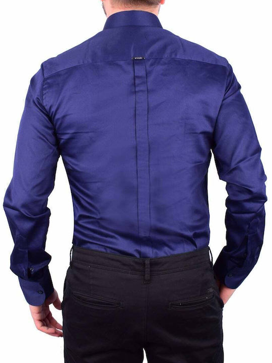 VITTORIO HEMD 100%BAUMWOLLE OHNE KNOPF AM KRAGEN SLIM FIT 202-2000.BLAU