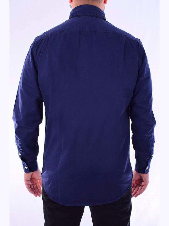 CHAPS SHIRT 100%COTTON WITH EMBROIDERED LOGO ON FRONT REGULAR FIT BLUE DARK 3F01-WCP32-CCP34.PA4Z21