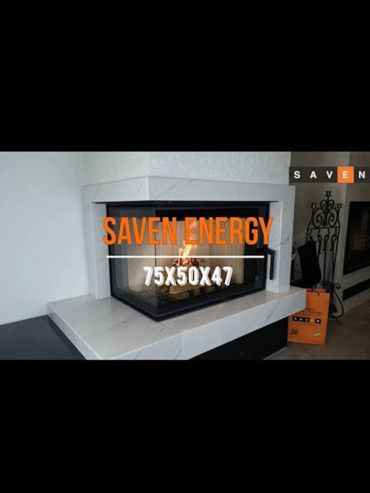 Saven Energy Eco Ενεργειακό Τζάκι Ξύλου 17kW Δεξιά Γωνία με Ανοιγόμενες Πόρτες Κλειστού Δοχείου Λευκό