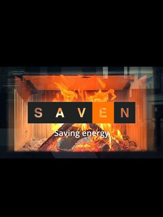 Saven Energy Eco Ενεργειακό Τζάκι Ξύλου 17kW Δεξιά Γωνία με Ανοιγόμενες Πόρτες Κλειστού Δοχείου Λευκό