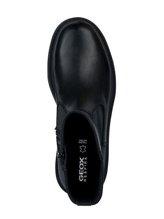 Spherica Leather Women's Chelsea Boots with Medium Heel Black