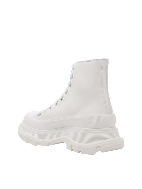 Leder Damen Knöchelstiefel Weiß