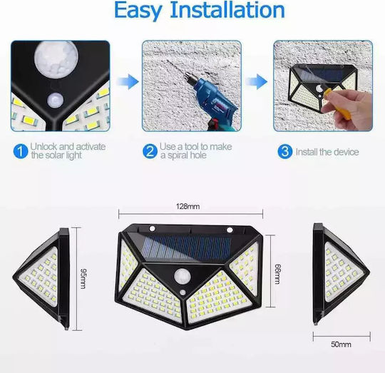 Set of 8 Wall Solar Lights 7W 7200lm with Motion Sensor