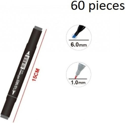 Motarro Motarro Double-Sided Ανεξίτηλοι Μαρκαδόροι 1mm Σετ 60 χρώματα