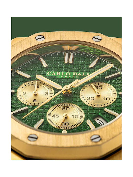 CARLODALI CARLO DALI NEW ROYAL CHRONOGRAPH GOLD GREEN WATCH CD.WA