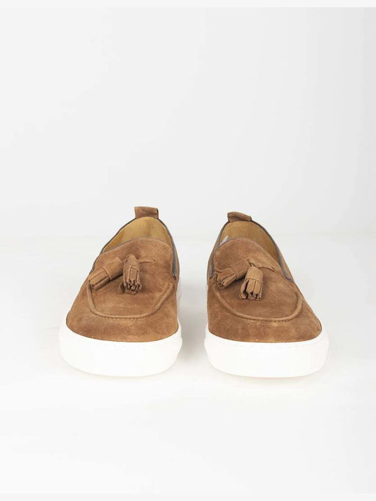 CALCE LOAFER SUEDE TAN WITH WHITE SOLE AND TASSELS 547.BRUCIATO