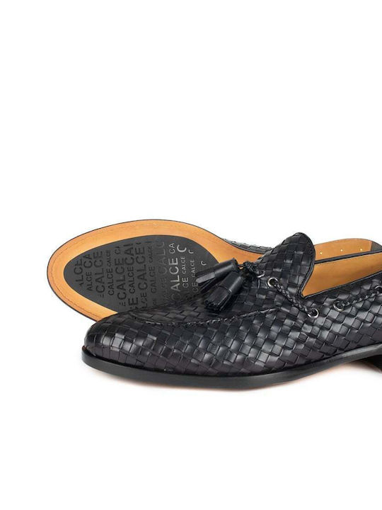 CALCE MOCCASIN LEATHER DARK BLUE WITH EMBOSSED TEXTURE AND LACES ON THE FRONT X1625.MARINO NEGRO