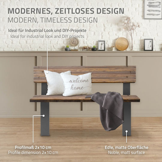 ML-Design Μεταλλικό Πόδι Επίπλου 2τμχ 40x78.5cm Γκρι