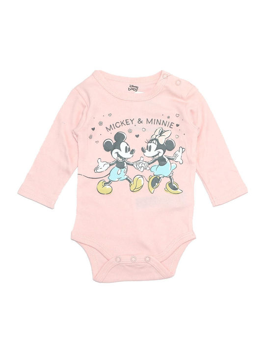 Disney Minnie Mouse Комплект Бебешко Боди Дълъг ръкав Розов 2бр