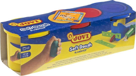 Jovi 3 Modeling Doughs Plasticine 3 Colors Modeling Dough 125cc for 2+ Years Yellow/Red/Blue