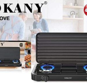 Sokany Επιτραπέζια Εστία Υγραερίου Διπλή Μαύρη