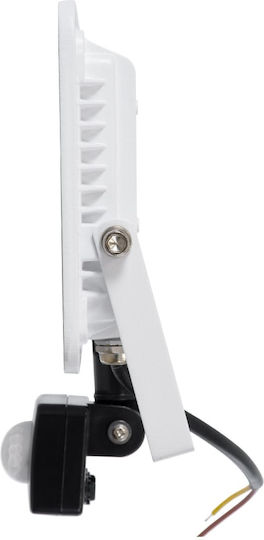 GloboStar Aurora Στεγανός Προβολέας LED 30W Ψυχρό Λευκό 6000K με Αισθητήρα Κίνησης IP67
