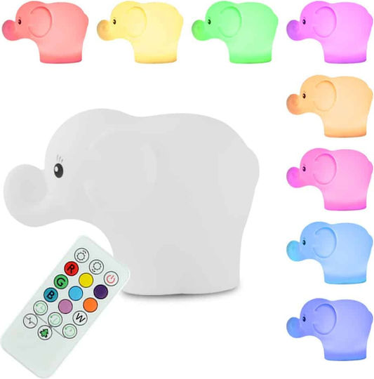 Ango Lămpi De Veghe Pentru Copii Led Elephant La Rețea Alb