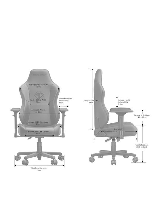 Anda Seat Phantom 3 PRO Large Gaming Stuhl mit verstellbaren Armlehnen Black
