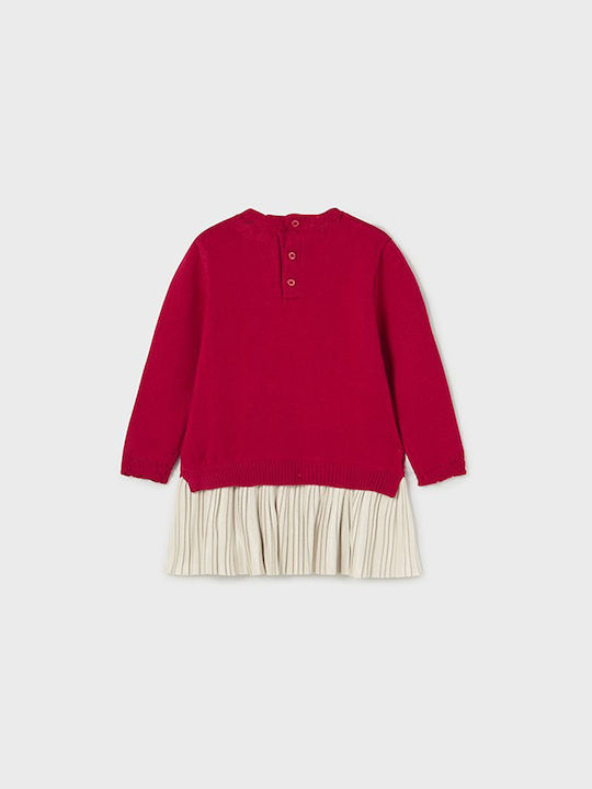 Mayoral Kids Dress Long Sleeve Red