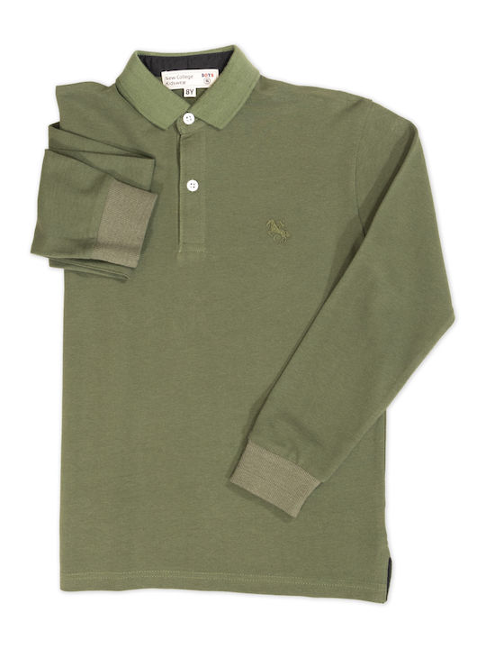 New College Kids Polo Long Sleeve Khaki