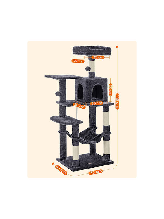 Feandrea Scratching Post Cat Trees Gray 5 levels 55x45x143cm