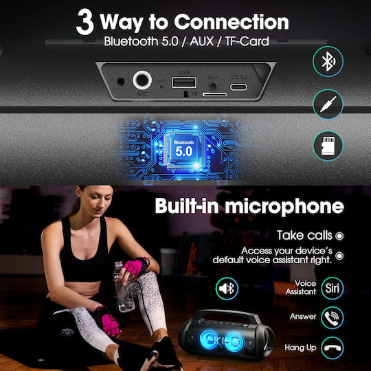 W-King D10 Ηχείο Bluetooth 60W με Διάρκεια Μπαταρίας έως 42 ώρες Μαύρο
