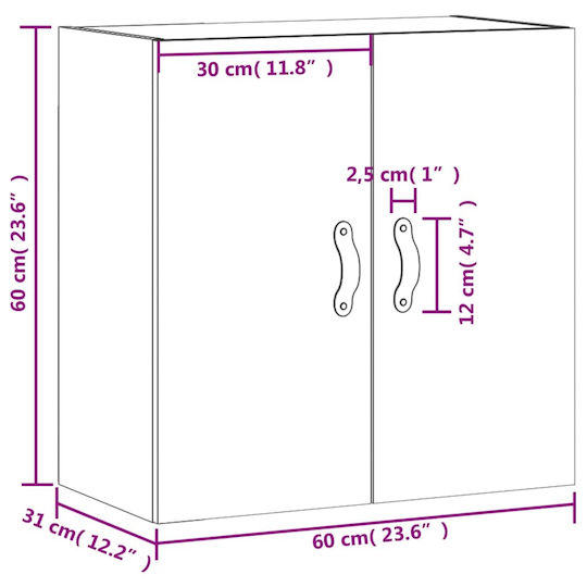vidaXL Bathroom Cabinet L60xW31xH60cm White