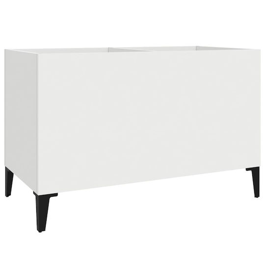 vidaXL Schallplattenmöbel aus verarbeitetem Holz Hi-Fi Möbel White with Black Feet 74.5x48x38cm