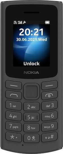 Nokia 105 4G Dual SIM Κινητό με Κουμπιά (Αγγλικό Μενού) Μαύρο