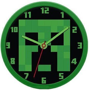 Kids Licensing Kids Wall Clock Minecraft Wooden 25x13cm