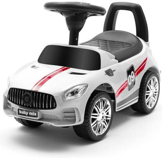 BabyMix Racer Car Ride On for 12+ Months with Sounds White