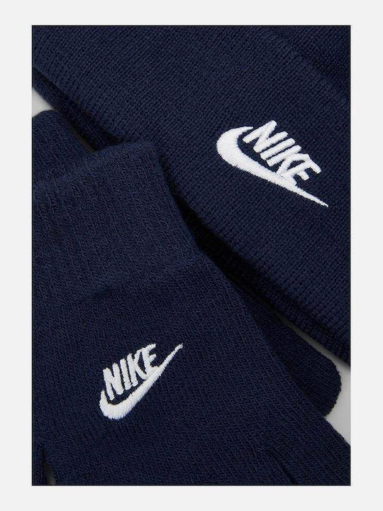 Futura Kids Beanie Set with Gloves Knitted Navy Blue