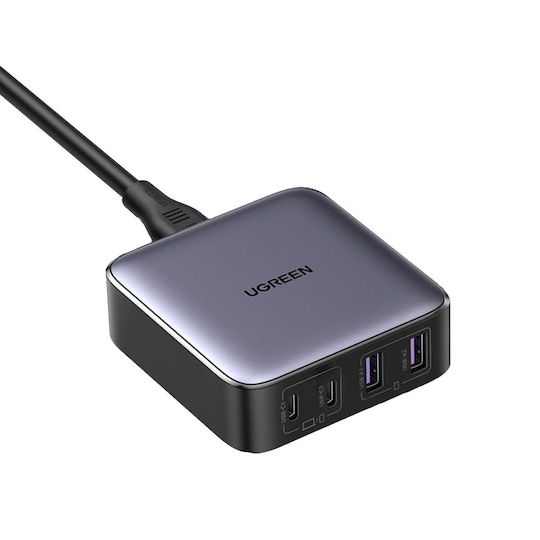 Ugreen Φορτιστής Χωρίς Καλώδιο GaN με 2 Θύρες USB-A και 2 Θύρες USB-C 65W Power Delivery / Quick Charge 4.0 Μαύρος (Nexode GaN CD327)