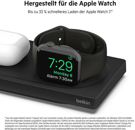 Belkin Φορτιστής Magsafe 15W Μαύρος (3in1 ChargePad WIZ016VFBK)