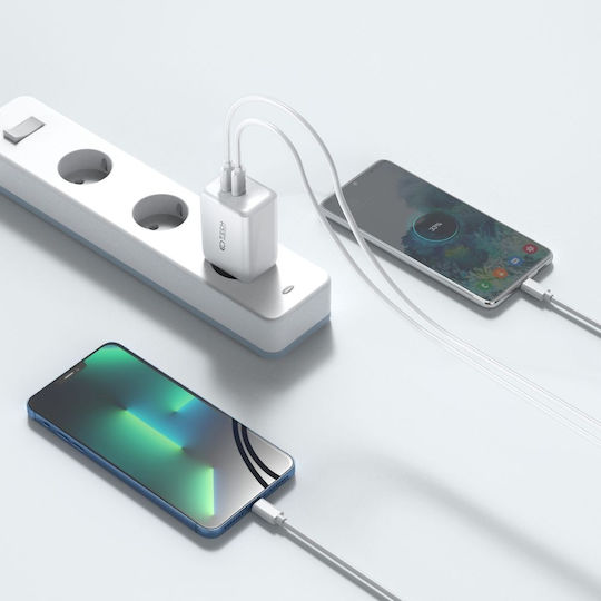 Tech-Protect Charger Without Cable with 2 USB-C Ports 35W Power Delivery Whites (C35W)