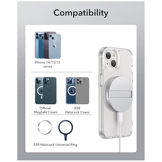 ESR Φορτιστής Magsafe Λευκός (HaloLock MagSafe Kickstand Magnetic)