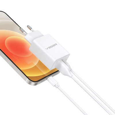 Veger Φορτιστής Χωρίς Καλώδιο με Θύρα USB-A και Θύρα USB-C 20W Power Delivery / Quick Charge 3.0 Λευκός (VLS202U)