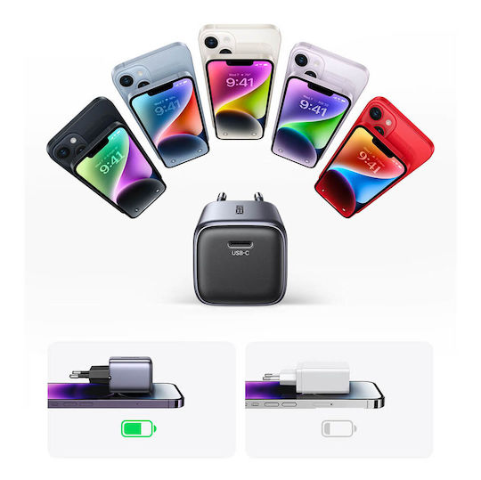 Ugreen Charger Without Cable GaN with USB-C Port 20W Power Delivery / Quick Charge 4.0 Gray (CD318)