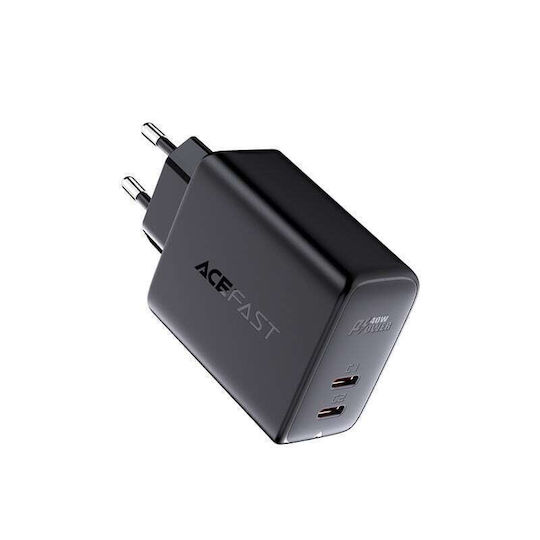 Acefast Φορτιστής Χωρίς Καλώδιο με 2 Θύρες USB-C 40W Power Delivery Λευκός (A9)
