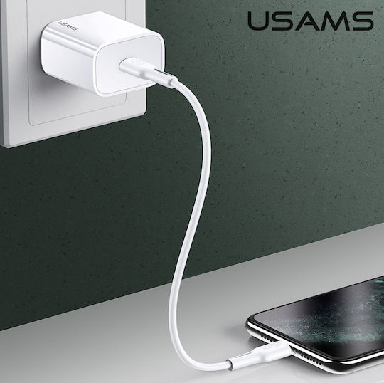 Usams Φορτιστής Χωρίς Καλώδιο με Θύρα USB-C 20W Power Delivery Λευκός (US-CC118 T34)
