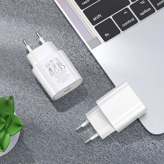 Hoco Charger Without Cable with USB-C Port 25W Power Delivery Whites (N22 Jetta)