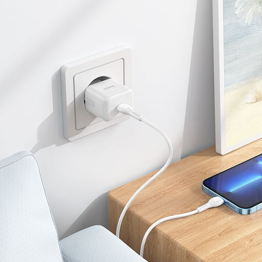 Hoco Ladegerät ohne Kabel mit USB-C Anschluss 30W Stromlieferung Weißs (N32 Glory)