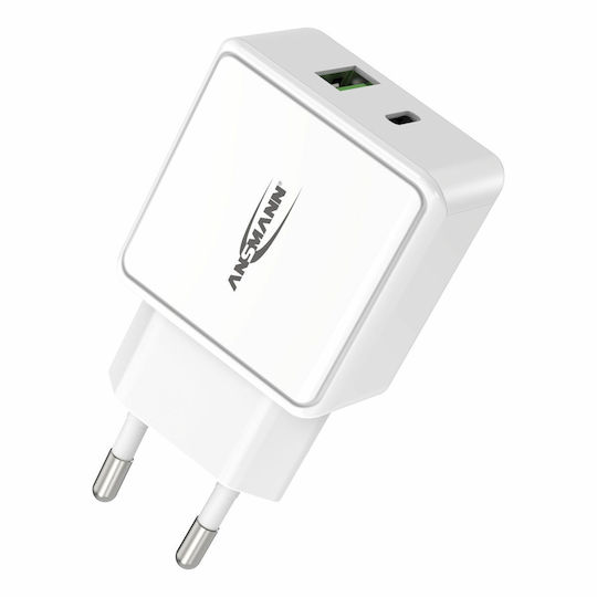Ansmann Charger Without Cable with USB-A Port and USB-C Port Whites (HC218PD)