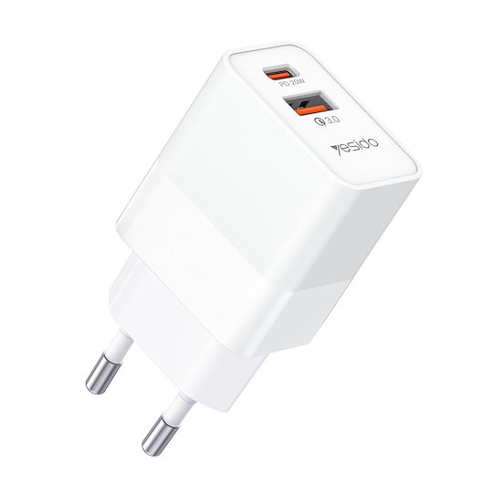 Yesido Зарядно без кабел 20W Quick Charge 3.0 Бял (YC32)