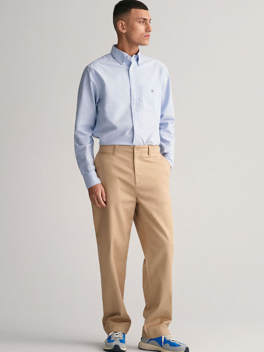 Long Sleeve Cotton Shirt in Regular Fit Light Blue