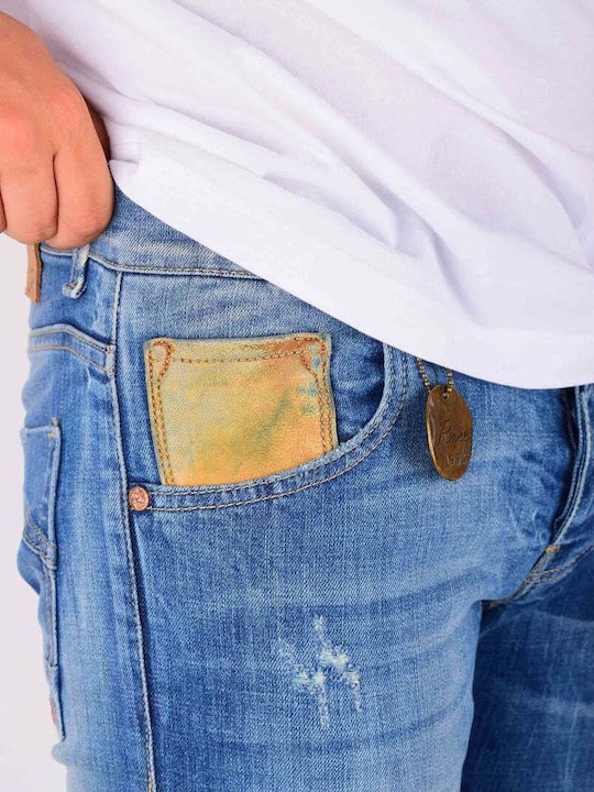 Ανδρικό Παντελόνι Τζιν με Slim Εφαρμογή Μπλε