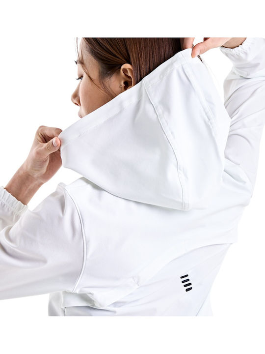 Women's Short Sports Jacket Windproof for Spring or Autumn White