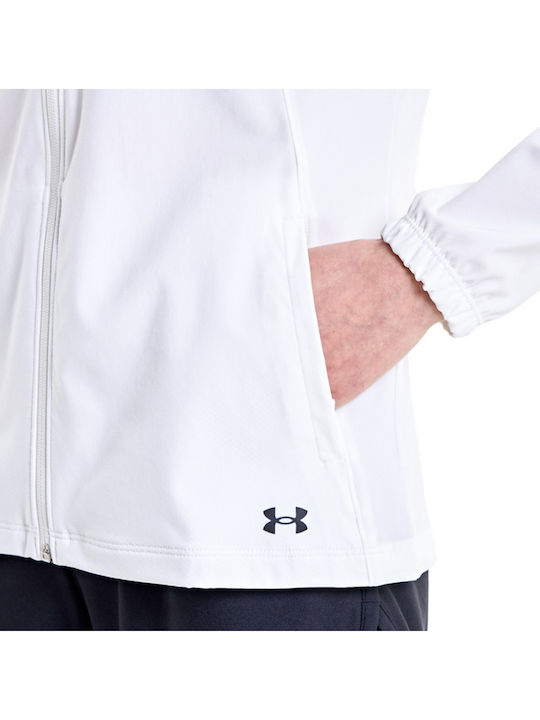 Women's Short Sports Jacket Windproof for Spring or Autumn White